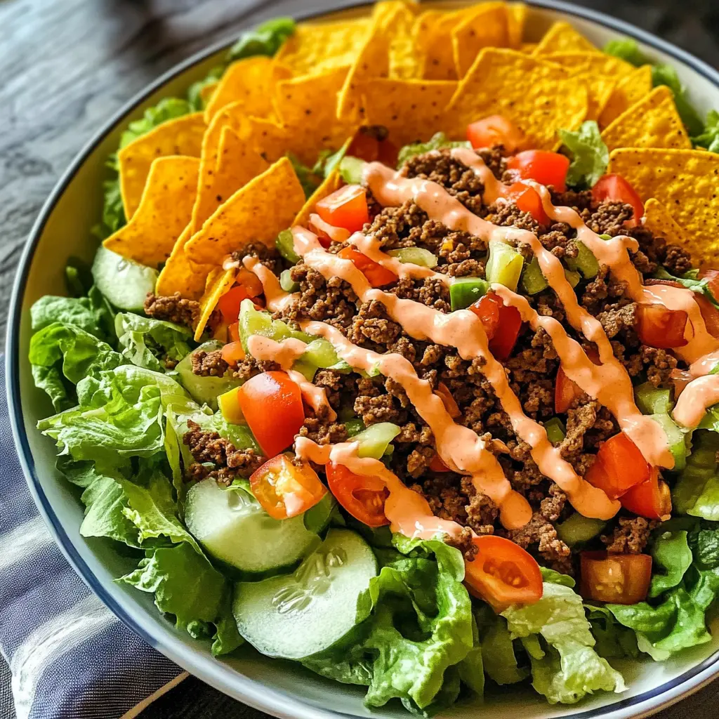 This Dorito Taco Salad is a fun and delicious twist on a classic favorite! Packed with seasoned ground beef, fresh veggies, and crunchy Doritos, it’s topped with a creamy dressing that brings everything together. Perfect for potlucks or family gatherings, save this recipe to impress your guests and enjoy an easy meal any day of the week!