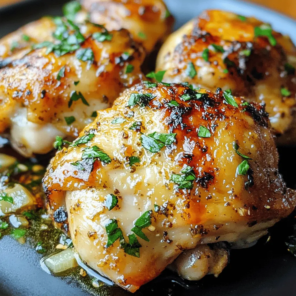 Juicy garlic butter chicken thighs are perfect for a cozy dinner! This dish is packed with garlic flavor and succulent chicken, making it a standout choice for your weeknight meals. Whether served with rice or veggies, it's sure to satisfy everyone at the table. Save this recipe for a delicious and simple dinner idea that you'll want to make again and again!