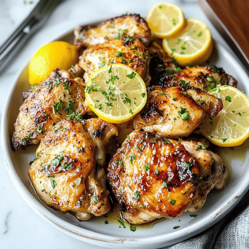 Get ready for a flavor explosion with these Garlic Lemon Chicken Thighs! Juicy chicken thighs are marinated in zesty lemon and savory garlic, making them perfect for dinner any night of the week. Easy to prepare and bursting with taste, this dish is great for family meals or gatherings. Save this recipe for a deliciously simple weeknight dinner!