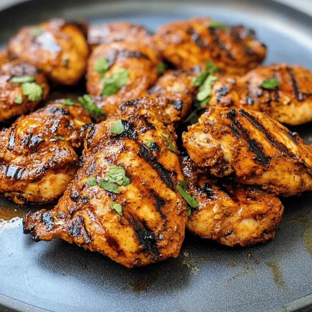 Juicy grilled chicken thighs seasoned with aromatic garam masala make for a delicious meal! This recipe boasts tender meat infused with warm spices, perfect for sizzling dinners or casual weekend cookouts. With just a few ingredients, you’ll create a standout dish everyone will love. Save this recipe for your next BBQ or family gathering!