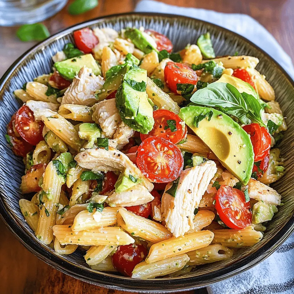 Enjoy a delightful twist on your classic pasta salad with this Healthy Chicken Pasta Salad featuring creamy avocado and juicy tomatoes. Packed with flavor and nutritious ingredients, this dish is perfect for lunch or as a light dinner. Save this recipe for your next picnic or meal prep day and treat yourself to a wholesome bite!