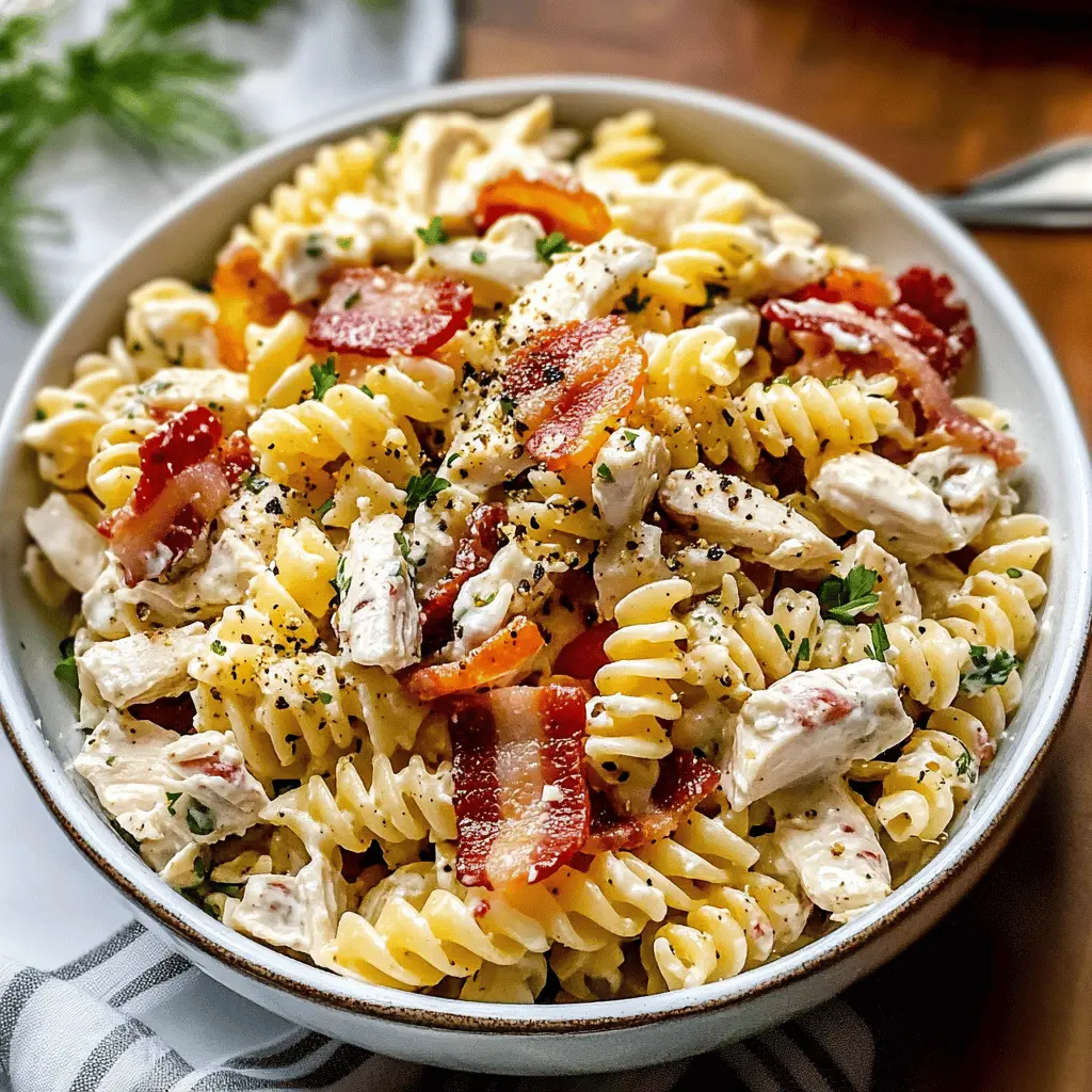 This Chicken Bacon Ranch Pasta Salad is a delightful mix of flavors that will make mealtime special. Packed with tender chicken, crispy bacon, and a creamy ranch dressing, it’s perfect for picnics, potlucks, or quick family dinners. Save this easy recipe for your next gathering—it’s sure to be a hit with everyone!