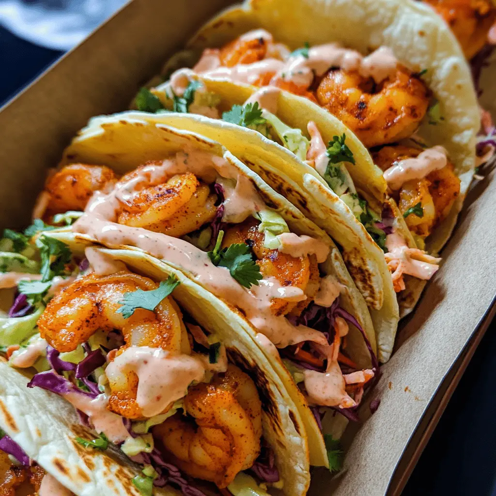 Get ready for a flavor explosion with these spicy shrimp tacos! Bursting with tender shrimp, a creamy Sriracha sauce, and topped with refreshing cilantro lime slaw, this recipe is a must-try for taco lovers. Perfect for your next gathering or a simple weeknight meal, save this pin for an unforgettable dish that will have everyone asking for seconds!