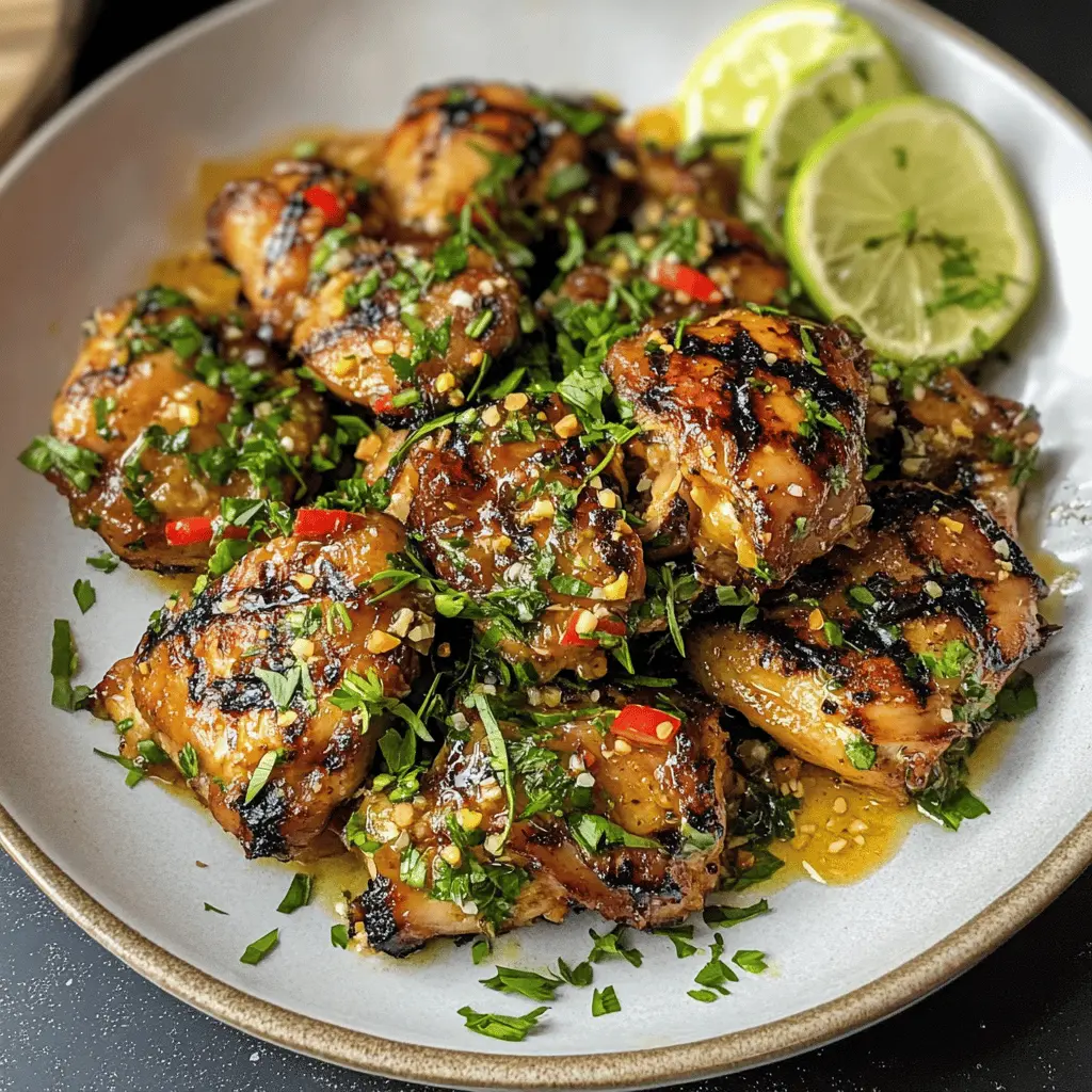 Get ready to spice up your dinner with Thai Grilled Chicken Thighs (Gai Yang)! This recipe features juicy, marinated chicken infused with fragrant herbs and spices, perfect for a summer barbecue or a cozy weeknight meal. Don't forget to save this flavorful dish for your next gathering or family night! It's a taste of Thailand that's easy to make and oh-so-delicious!