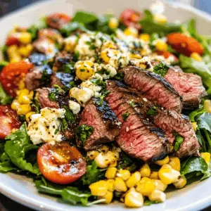 Satisfy your taste buds with this Balsamic Steak Gorgonzola Salad featuring grilled corn! This fresh and vibrant dish combines juicy steak, rich Gorgonzola cheese, and sweet corn for an irresistible flavor explosion. Perfect for summer gatherings or a quick weeknight meal. Save this recipe for a delicious salad idea that everyone will love!