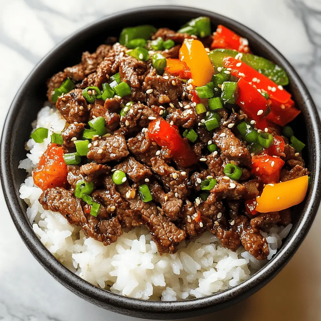 Looking for a quick, flavorful meal? This Beef and Pepper Rice Bowl is your answer! Juicy beef, colorful bell peppers, and fragrant rice come together in perfect harmony. It’s a filling dish ideal for busy weeknights or meal prep! Save this recipe for when you want a hearty yet simple dinner that everyone will love.