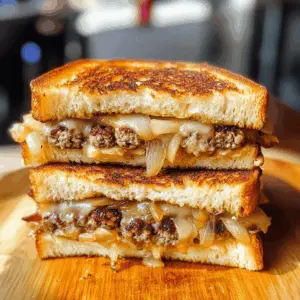 Get ready for a comforting meal with these delicious Patty Melts topped with sweet caramelized onions! This recipe features juicy beef patties, melty cheese, and rich onions, all grilled to perfection between buttery bread. Perfect for lunch or dinner, be sure to save this one for your next cozy night in!