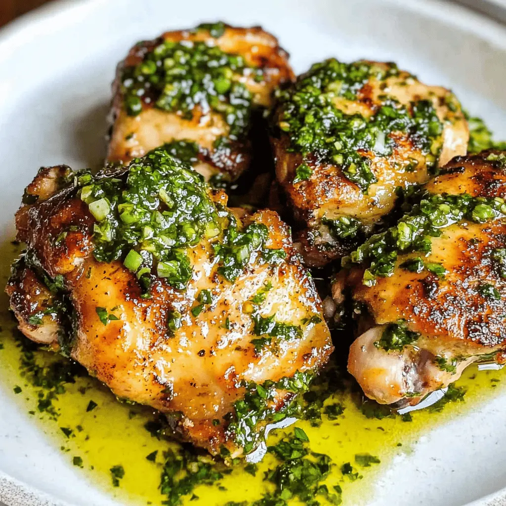 Juicy chimichurri chicken thighs are packed with flavor and are perfect for any get-together! The vibrant sauce, made with fresh herbs, garlic, and a hint of spice, elevates these crispy-skinned thighs to new heights. Save this easy recipe for your next barbecue or family dinner and impress your guests with this delicious dish!