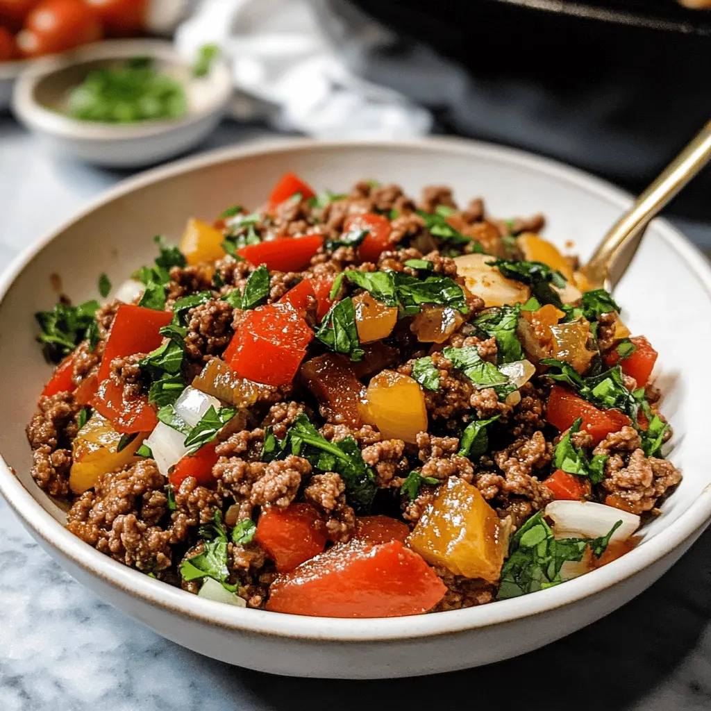 Ready for a quick and flavorful dinner? This Mediterranean Ground Beef Stir Fry is packed with vibrant veggies and aromatic spices, making it a satisfying meal in just 30 minutes! With ingredients like bell peppers, tomatoes, and olives, this dish brings the taste of the Mediterranean right to your table. Save this recipe for busy weeknights or casual get-togethers!