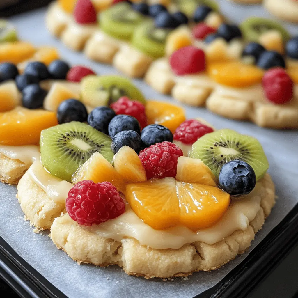 These Fruit Pizza Cookies are a delightful treat for warm days! Topped with a smooth cream cheese frosting and colorful, fresh fruit, they make the perfect dessert for parties or family gatherings. Easy to make and fun to customize, these cookies are sure to please everyone. Save this recipe for your next celebration!