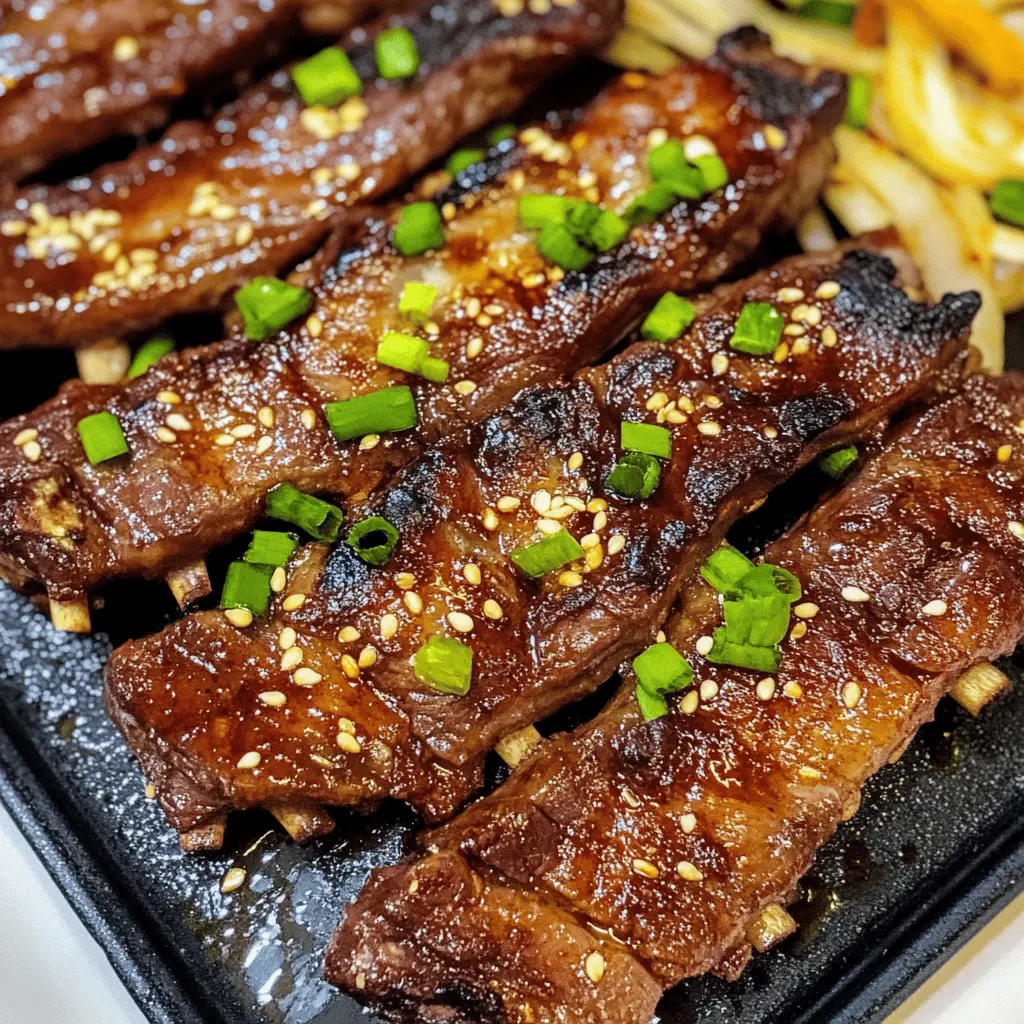 Bring the taste of Korea to your kitchen with this mouthwatering Galbi recipe! These tender, marinated flanken ribs are packed with a sweet and savory flavor that will please everyone at the table. Perfect for summer barbecues or cozy dinners, save this pin to impress your guests with an unforgettable dish!