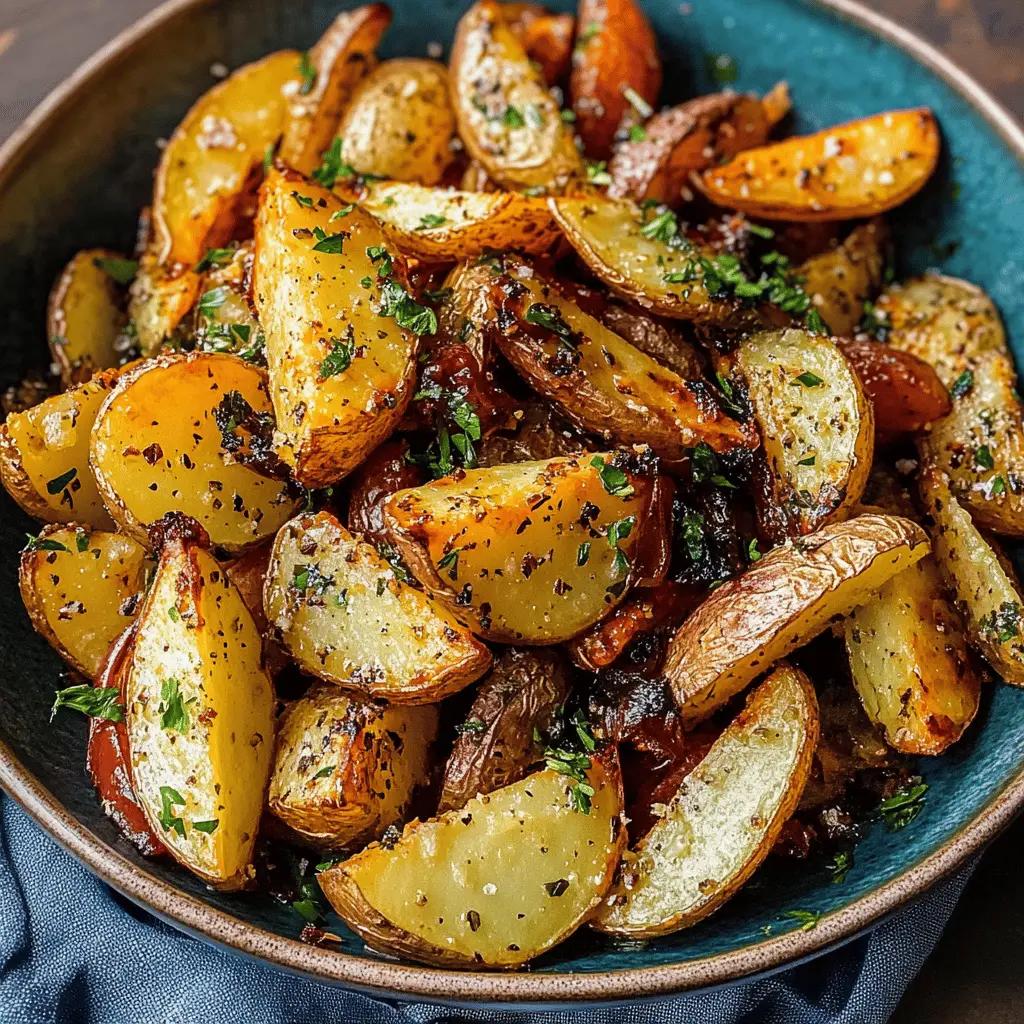 Transform your dinner with these Greek Roasted Potatoes, seasoned to perfection with lemon, garlic, and fresh herbs. Their crispy edges and fluffy centers make them the ideal side dish for any meal! Perfect for gatherings or a cozy family dinner. Save this delicious recipe to enjoy a taste of Greece at home!