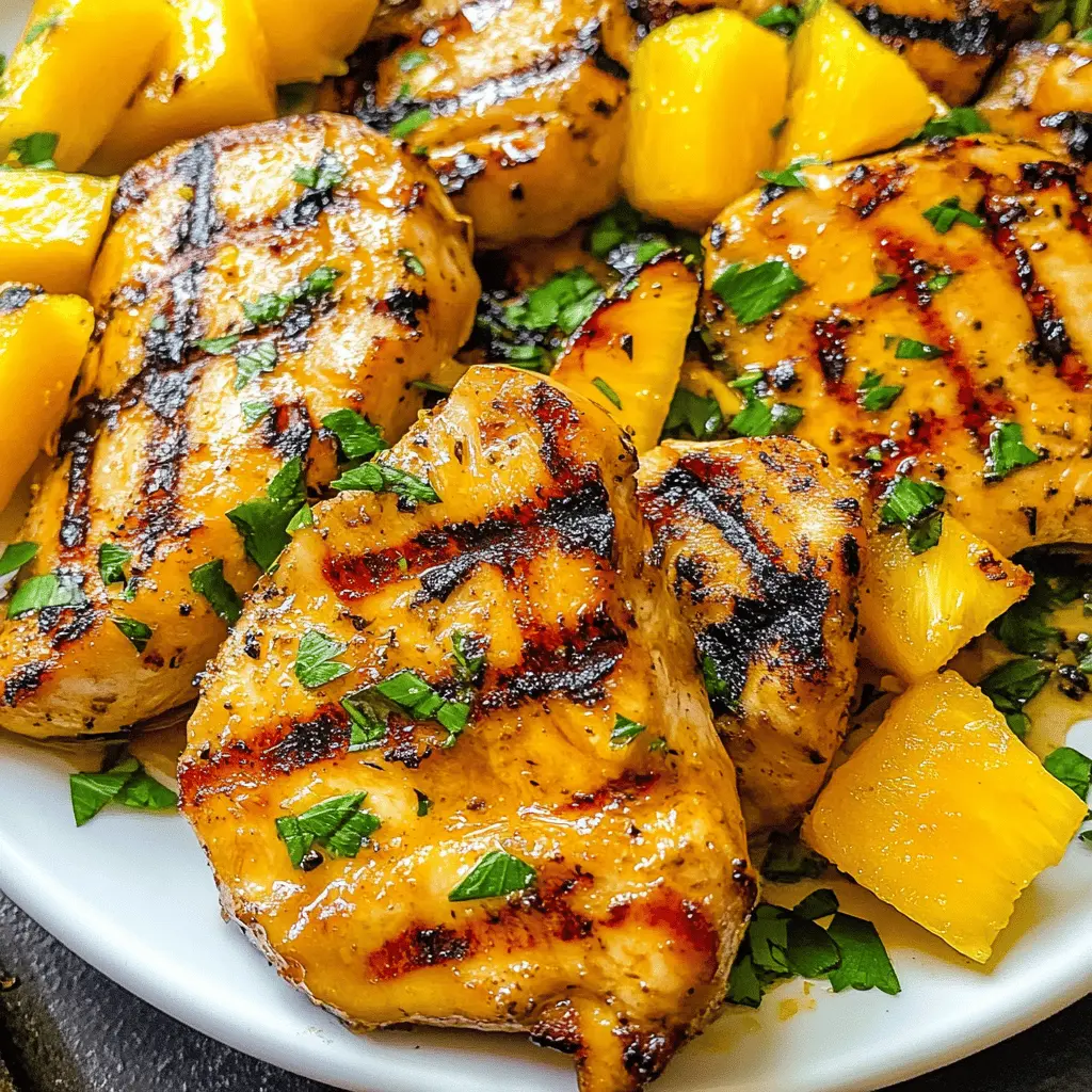 Brighten up your dinner with this Grilled Mango Pineapple Chicken! Juicy grilled chicken paired with sweet mango and tangy pineapple creates a delightful tropical flavor. Perfect for summer barbecues or a quick weeknight meal, this dish is sure to impress. Save this recipe for your next gathering and enjoy a taste of paradise any time!
