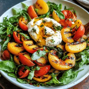 Taste the sweetness of summer with this Grilled Peach and Burrata Salad! Juicy peaches paired with creamy burrata create a delightful contrast that's perfect for any picnic or dinner party. Toss in fresh greens and a light vinaigrette for a refreshing touch. Save this recipe to impress your friends at your next gathering!
