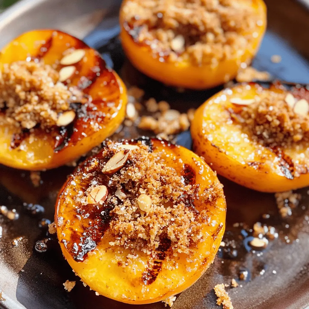 Make summer special with these Maple Grilled Peaches topped with Almond Cookie Crumb! This delightful dessert combines the sweetness of juicy peaches with a crunchy almond topping, perfect for outdoor gatherings or cozy nights in. Save this easy recipe to impress your friends and family at your next barbecue or picnic! 🍑✨