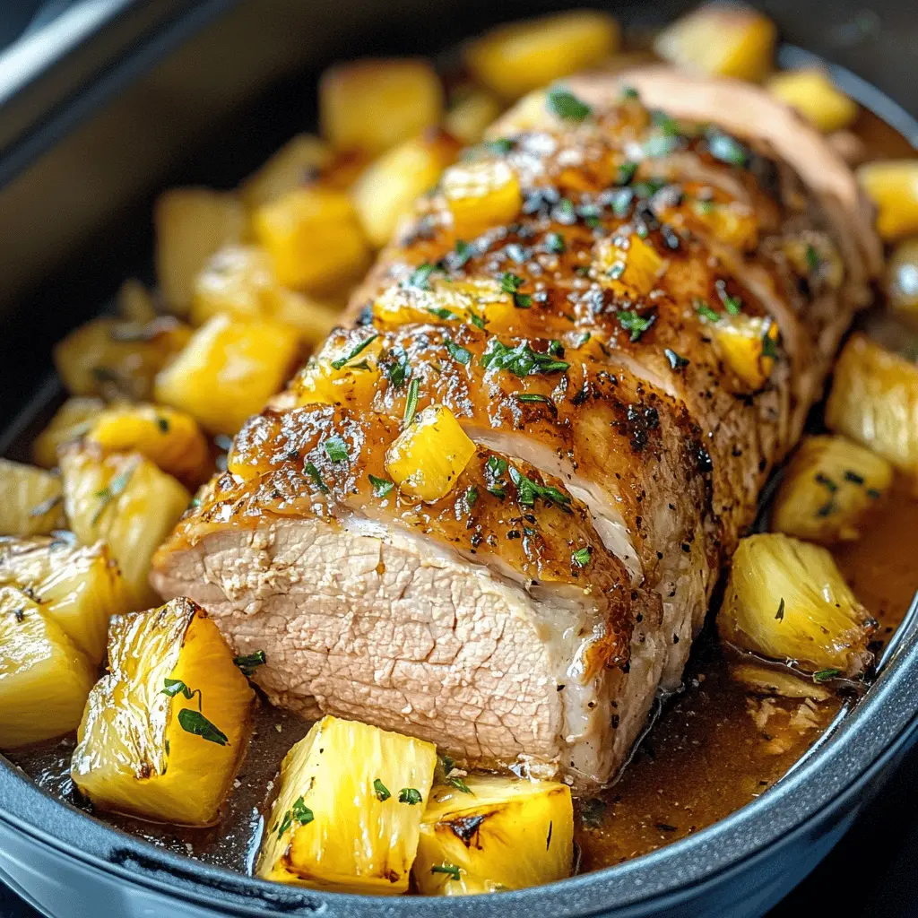 Bring the tropical flavors of the islands to your dinner table with this tender Slow Cooker Pineapple Pork Loin! Combining juicy pork and sweet pineapple, this dish is perfect for family gatherings or a cozy weeknight meal. With minimal prep, you'll enjoy delicious flavors without the fuss. Save this recipe for an easy dinner that everyone will love!