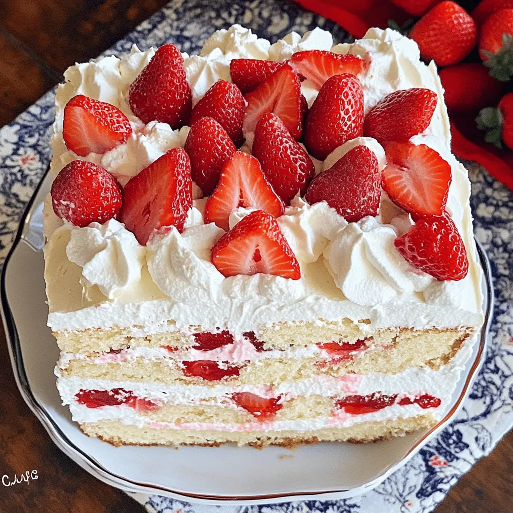 Beat the summer heat with this light and refreshing No-Bake Strawberry Icebox Cake! Layers of creamy whipped filling and fresh strawberries make this dessert a must-try. Perfect for warm days, picnics, or a sweet treat at home. Save this recipe for your next gathering and bring a smile to your guests with every slice!