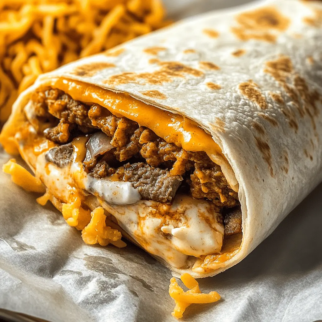 This Beefy Melt Burrito is a delicious twist on a Taco Bell favorite! Loaded with seasoned beef, cheesy goodness, and zesty flavors, it’s perfect for a quick meal any day of the week. Whether you’re hosting a taco night or just craving something satisfying, save this recipe for a fun and tasty experience!