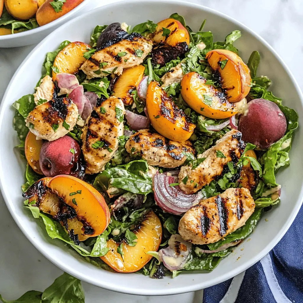 Looking for a refreshing summer dish? This Ultimate Grilled Peach Chicken Salad combines juicy grilled peaches with tender chicken, fresh greens, and a light vinaigrette. It's a perfect balance of sweet and savory that will impress at any gathering. Save this recipe for your next barbecue or picnic and enjoy a delightful meal!