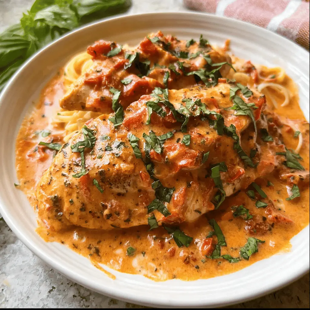 Easy Slow Cooker Creamy Tomato Basil Chicken
