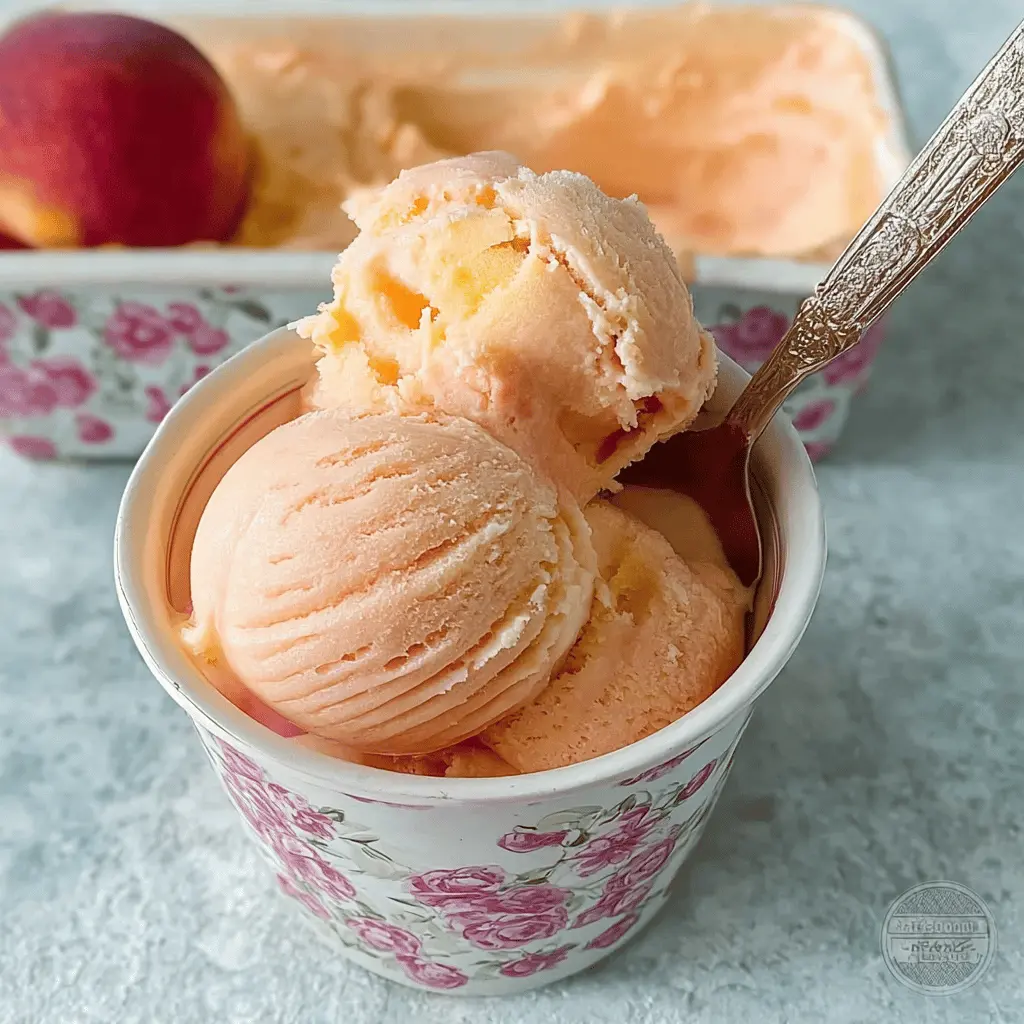 Easy 2-Ingredient No Churn Peach Sherbet Recipe