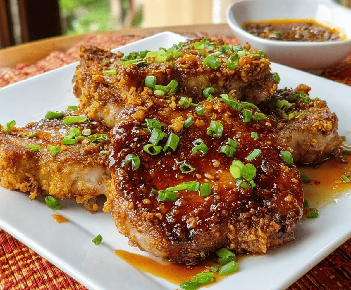 Easy Double Crunch Honey Garlic Pork Chops
