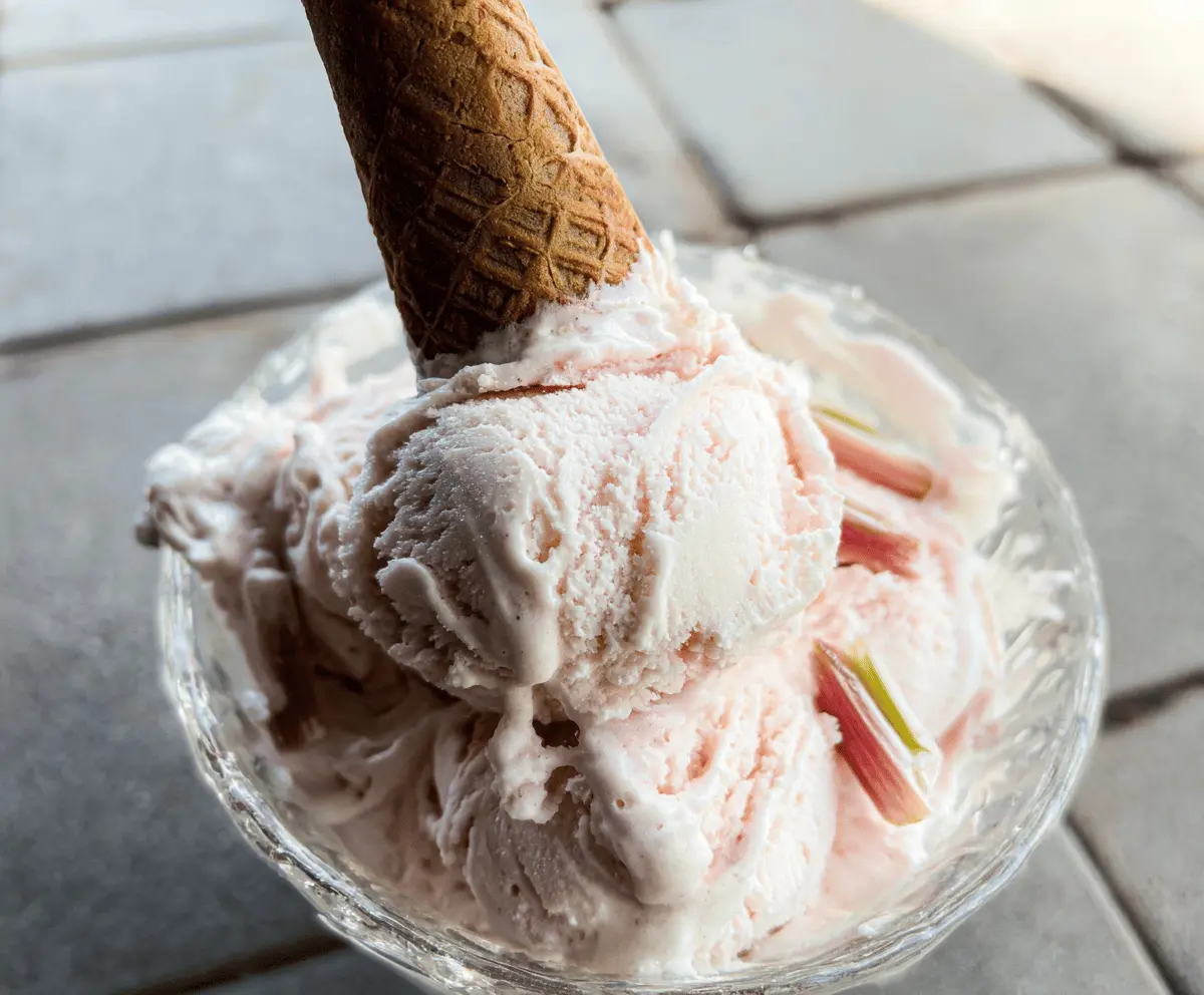 Creamy Homemade Rhubarb Ice Cream Recipe