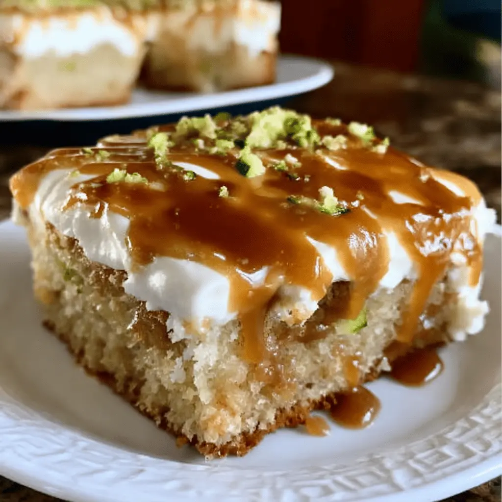 Moist Caramel Zucchini Poke Cake Recipe