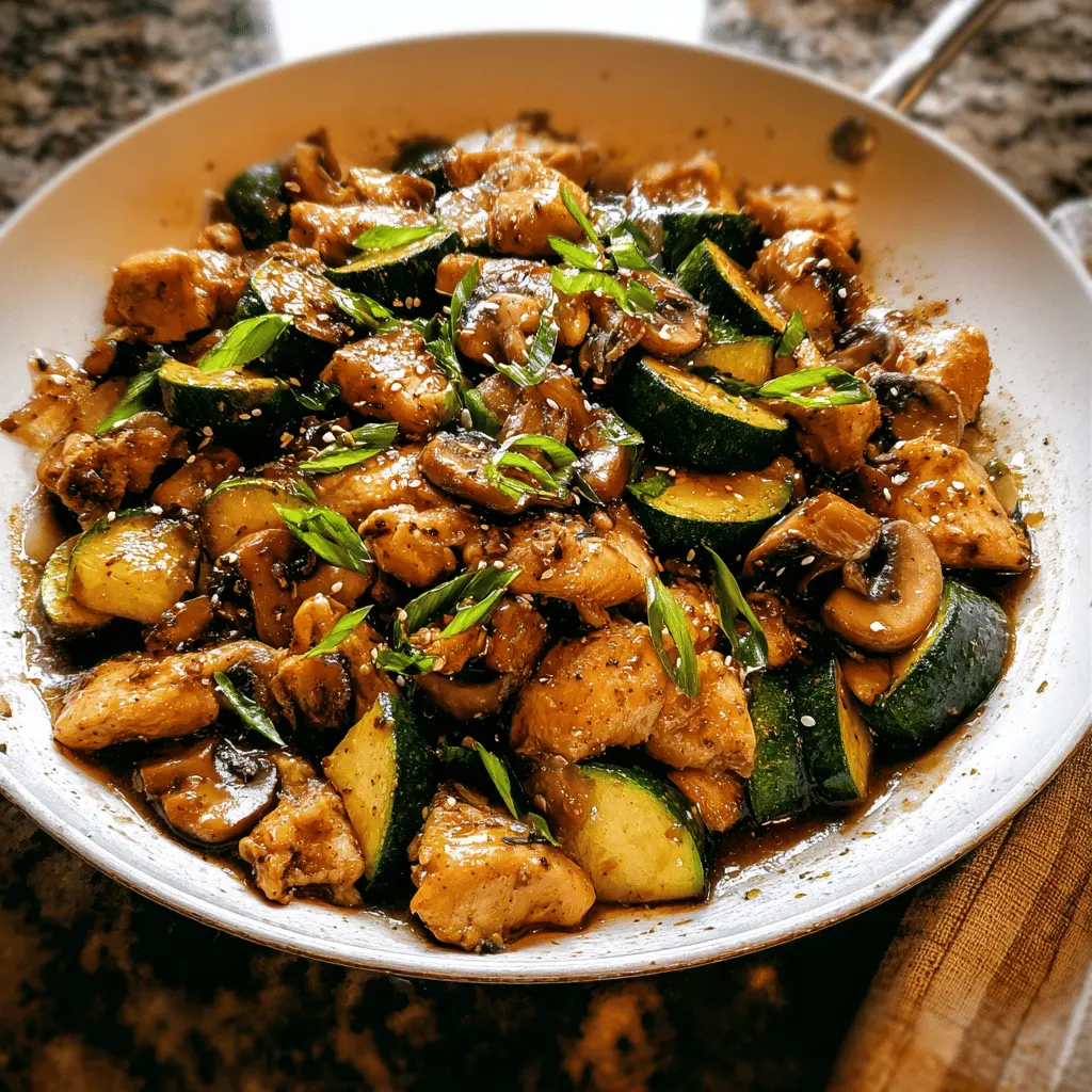 Easy Zucchini Mushroom Chicken Stir Fry Recipe