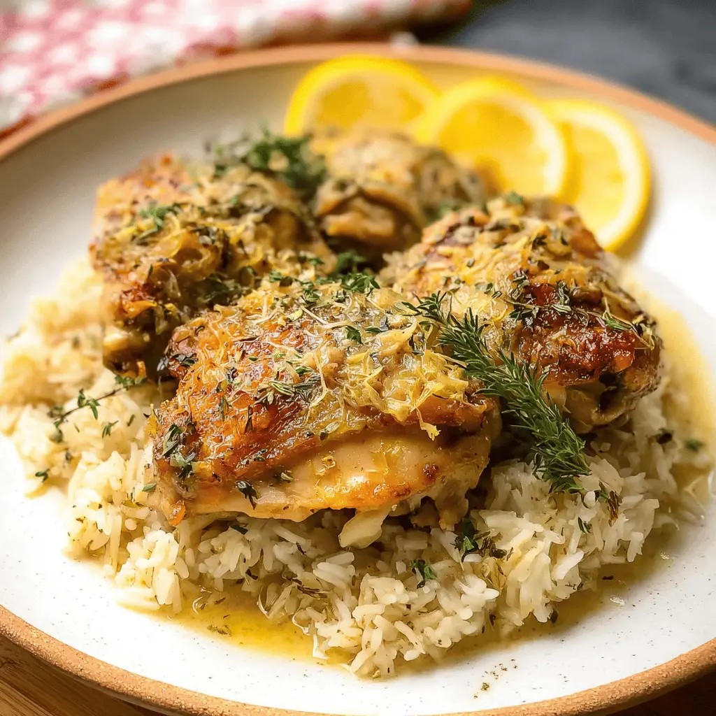Easy Slow Cooker Lemon Herb Chicken and Rice