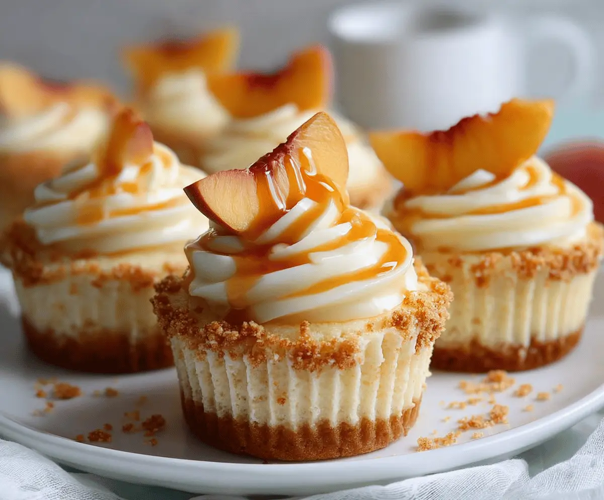Creamy Peach and Honey Cheesecake Cupcakes