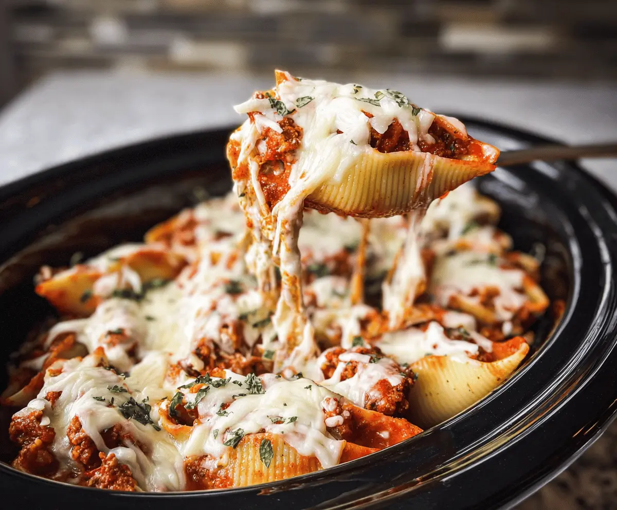 Easy Slow Cooker Stuffed Shells With Meat