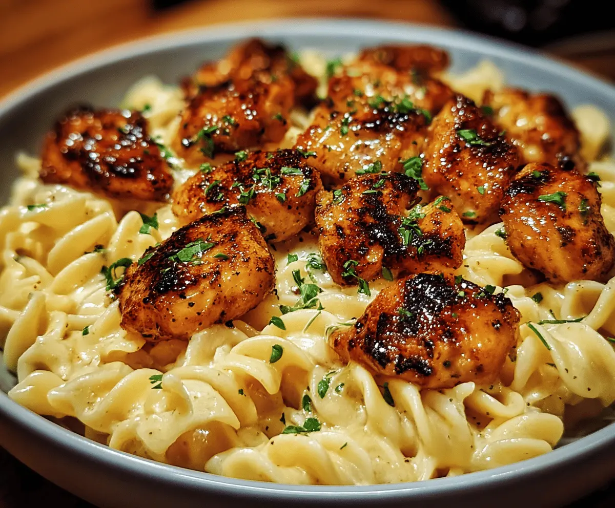Garlic Butter Chicken Bites with Creamy Parmesan Pasta