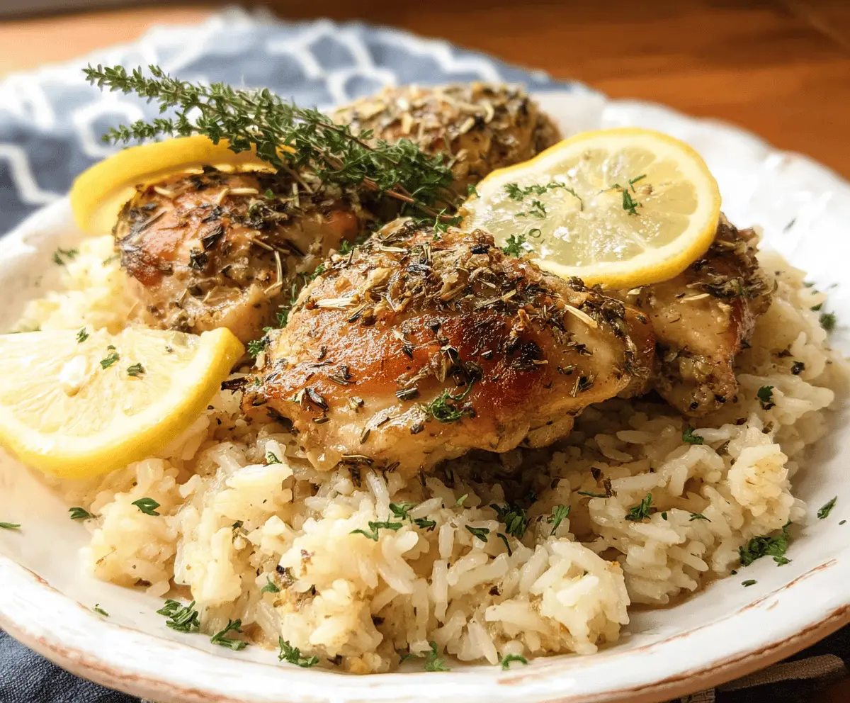 Easy Slow Cooker Lemon Herb Chicken and Rice