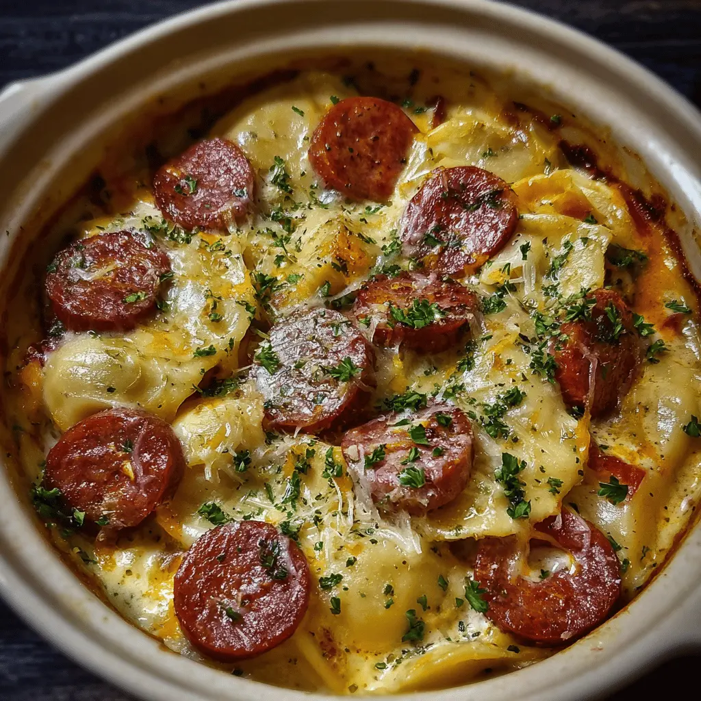 Easy Crockpot Pierogi Casserole with Kielbasa