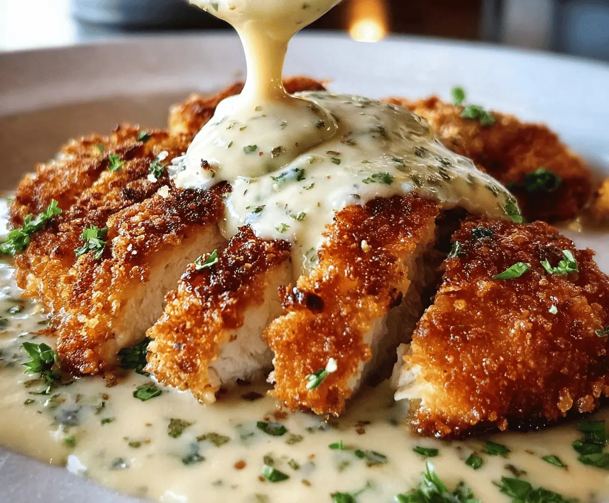 Crispy Parmesan Chicken with Creamy Garlic Sauce