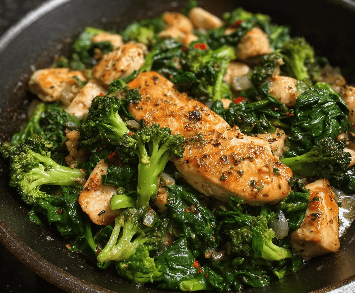 Garlic Chicken with Broccoli and Spinach Recipe
