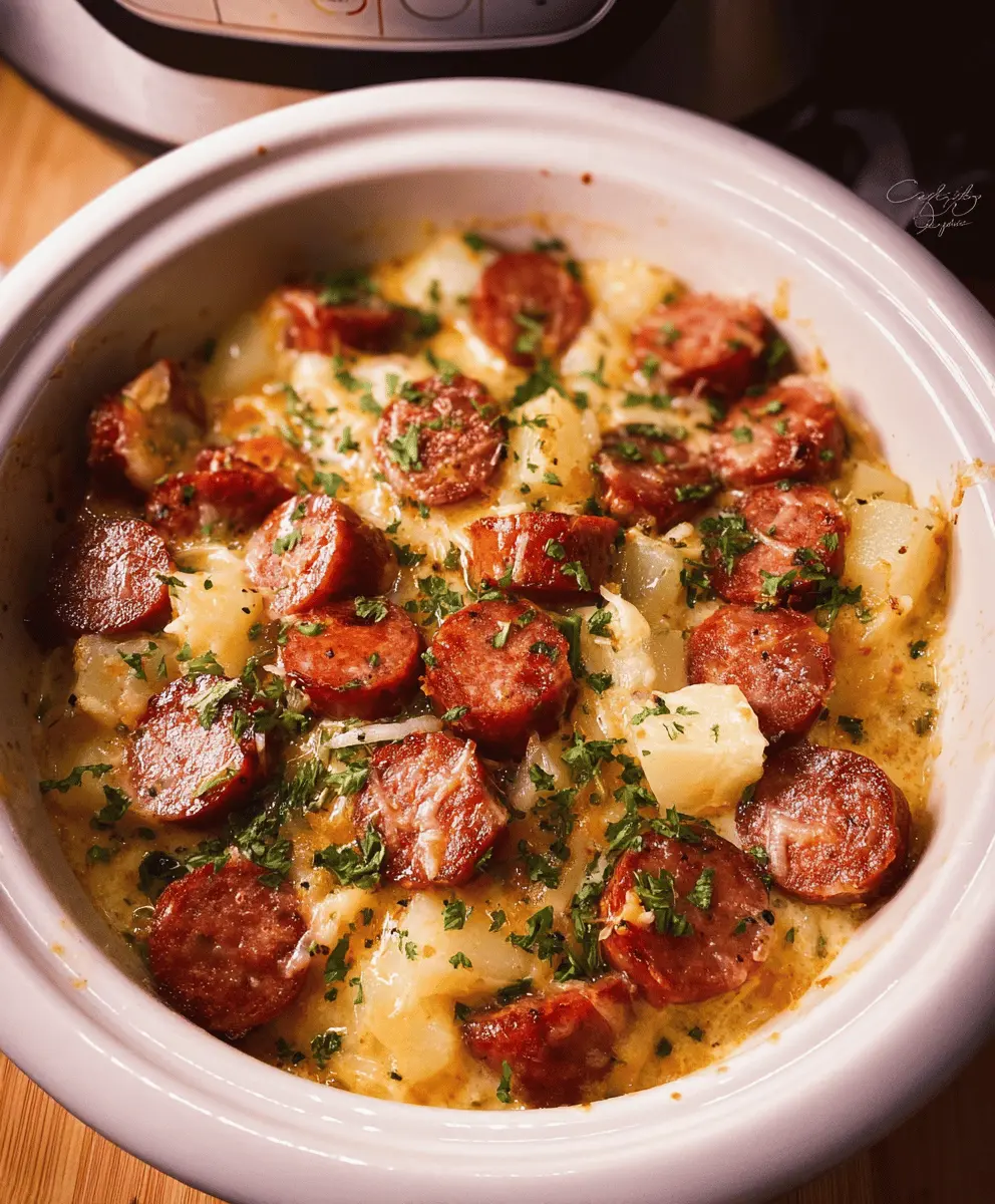 Easy Crockpot Cheesy Kielbasa Dinner Recipe