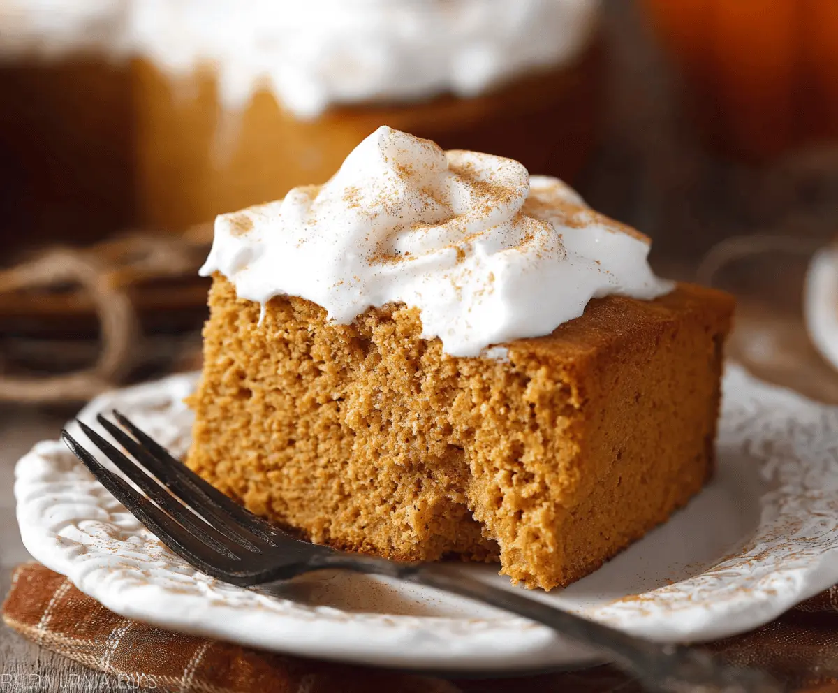 Delicious pumpkin 3-ingredient cake with moist texture and vibrant orange color, perfect for fall desserts