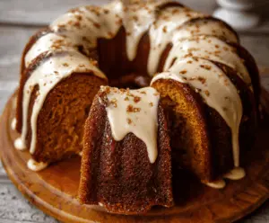 Delicious homemade pumpkin Bundt cake topped with powdered sugar and cinnamon, perfect for fall desserts.