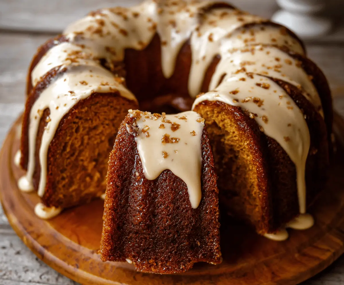 Delicious homemade pumpkin Bundt cake topped with powdered sugar and cinnamon, perfect for fall desserts.