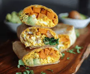 Delicious sweet potato breakfast burritos with fresh ingredients for a healthy start to the day