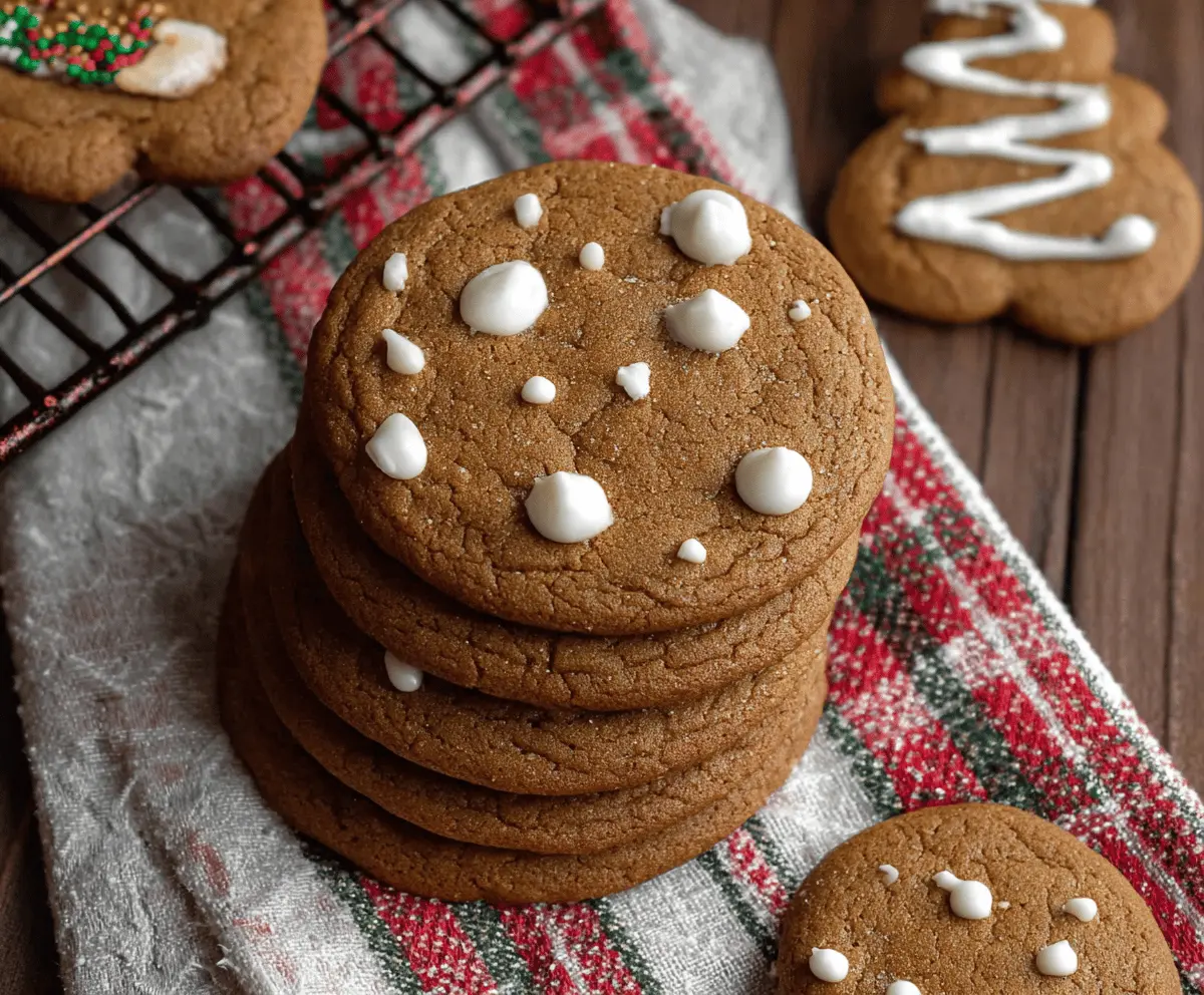 Delicious bakery-style gingerbread cookies with detailed spice textures on a festive plate.