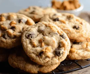 Delicious homemade butterscotch chocolate chip cookies on a baking tray.