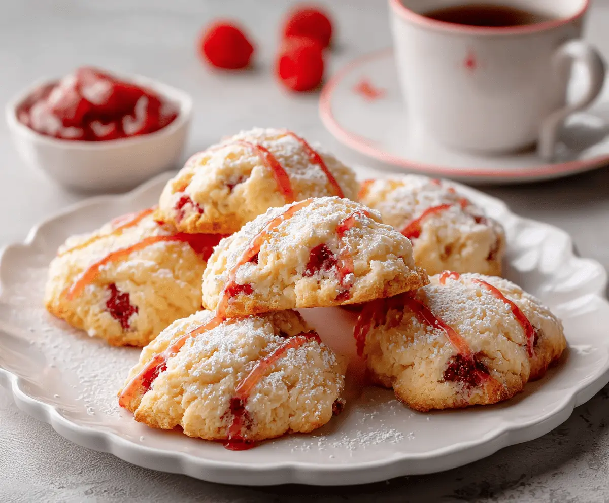 Delicious Cottage Cheese Raspberry Cookies on a plate, showcasing a fresh baked treat with a fruity topping.