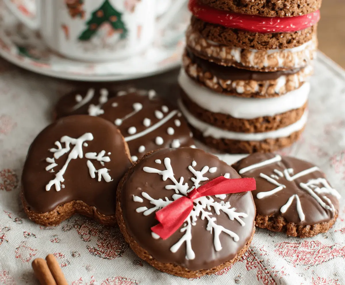 Delicious German gingerbread cookies decorated with icing and sprinkles for a festive holiday treat.