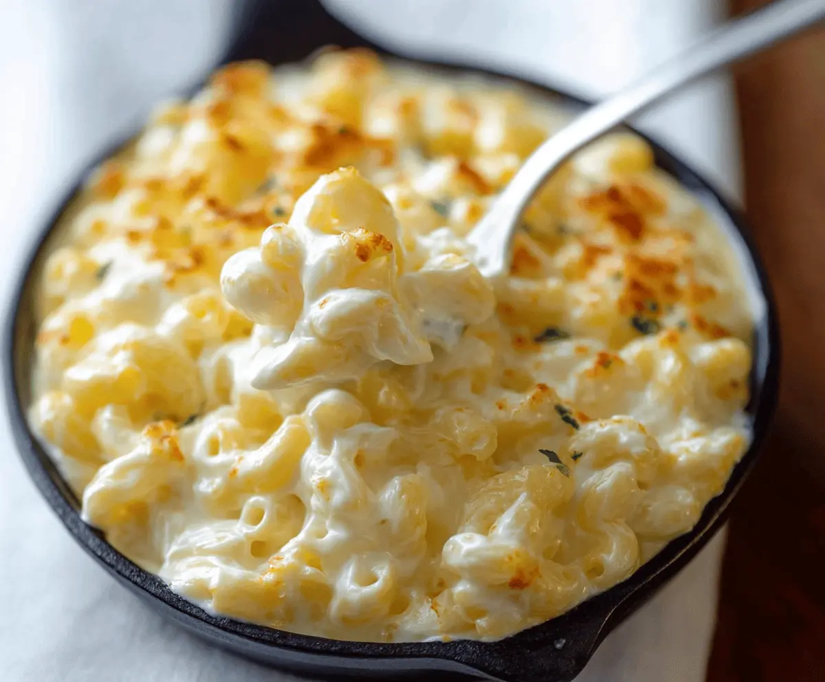 Creamy Joanna Gaines Mac And Cheese with Melted Cheese and Cream Cheese in a bowl