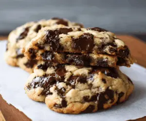Delicious homemade Levain Bakery chocolate chip cookies with gooey chocolate chunks and a crispy exterior.