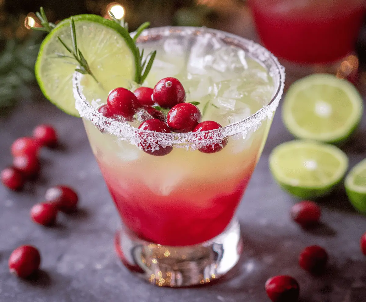Refreshing Mistletoe Margarita garnished with fresh mint and a lime wedge for a festive holiday drink.
