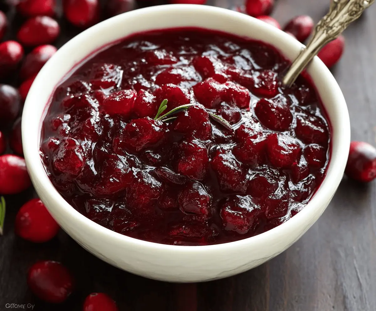 Homemade slow cooker cranberry sauce with fresh cranberries and orange zest for Thanksgiving